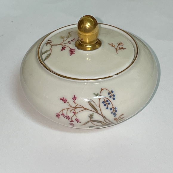 Eschenbach Bavaria Germany Small Trinket Box Lid Flowers Floral Gold Trim - Picture 11 of 12
